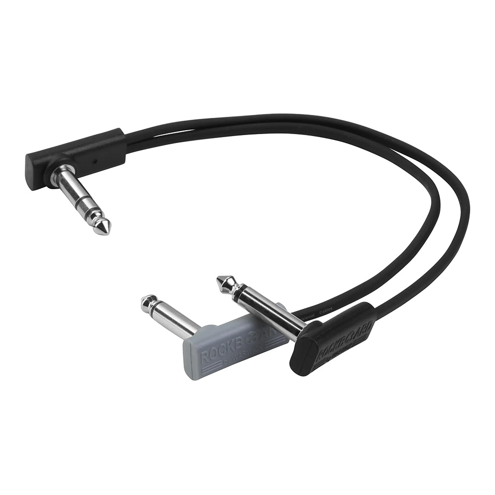 RockBoard by Warwick <br>Flat Patch Y-Splitter Cable - 20 cm / 7 7/8" Black [RBO CAB F Y 20 BK]