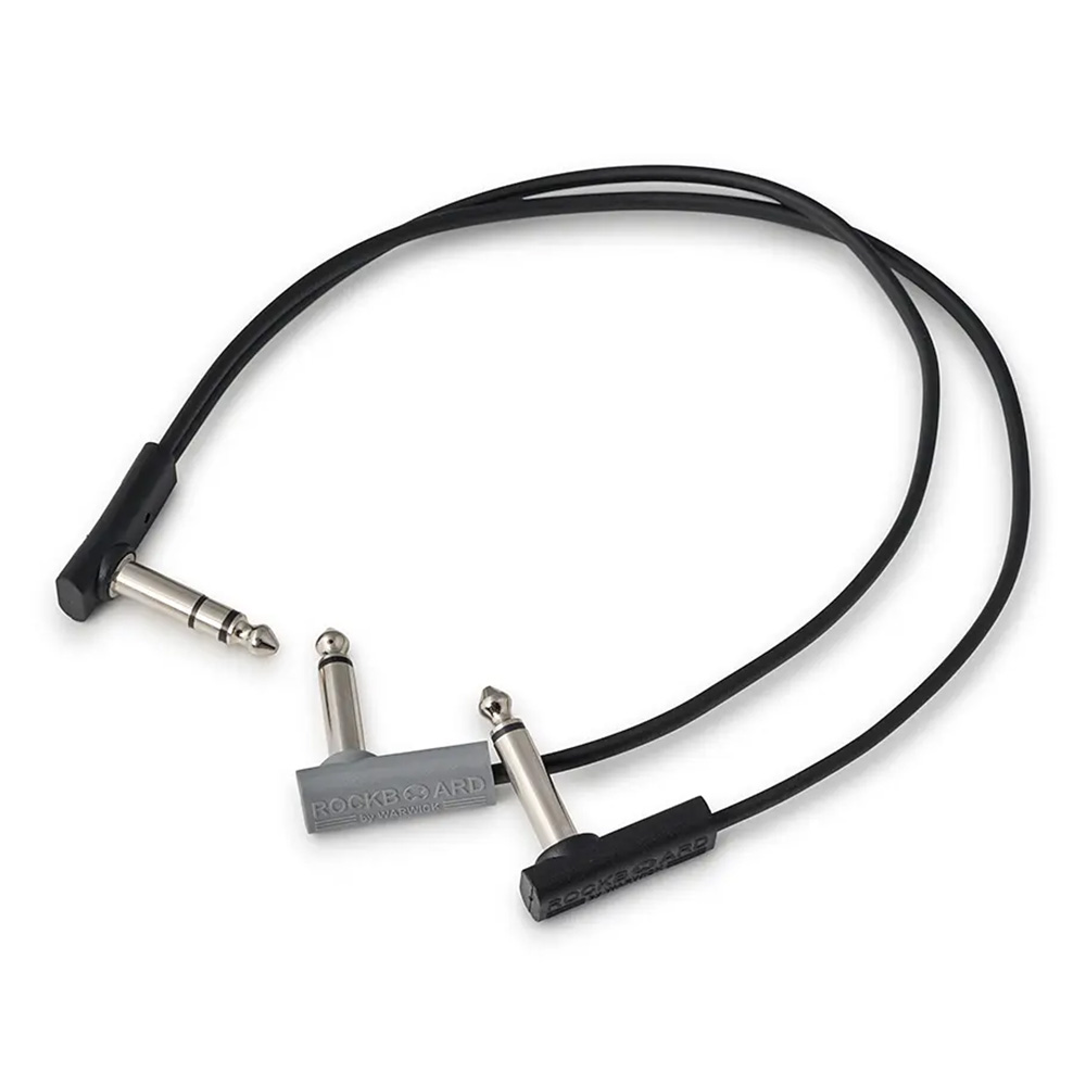 RockBoard by Warwick <br>Flat Patch Y-Splitter Cable - 30 cm / 11 13/16" Black [RBO CAB F Y 30 BK]