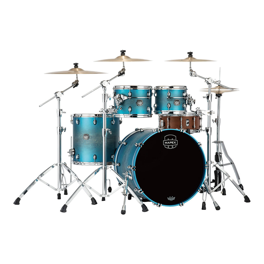 MAPEX <br>SATURN EVOLUTION SERIES ROCK BIRCH 4-PC SHELL PACK (EXOTIC AZURE BURST) [SE529XBPT]