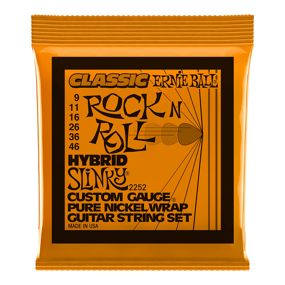 ERNIE BALL <br>#2252 Hybrid Slinky Classic Rock n Roll Pure Nickel Wrap Electric Guitar Strings 9-46