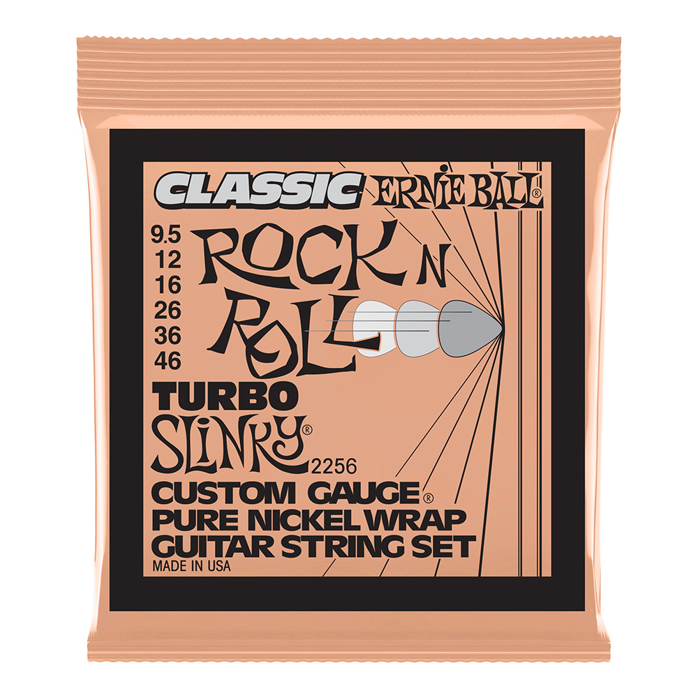 ERNIE BALL <br>#2256 Turbo Slinky Classic Rock n Roll Pure Nickel Wrap Electric Guitar Strings 9.5-46