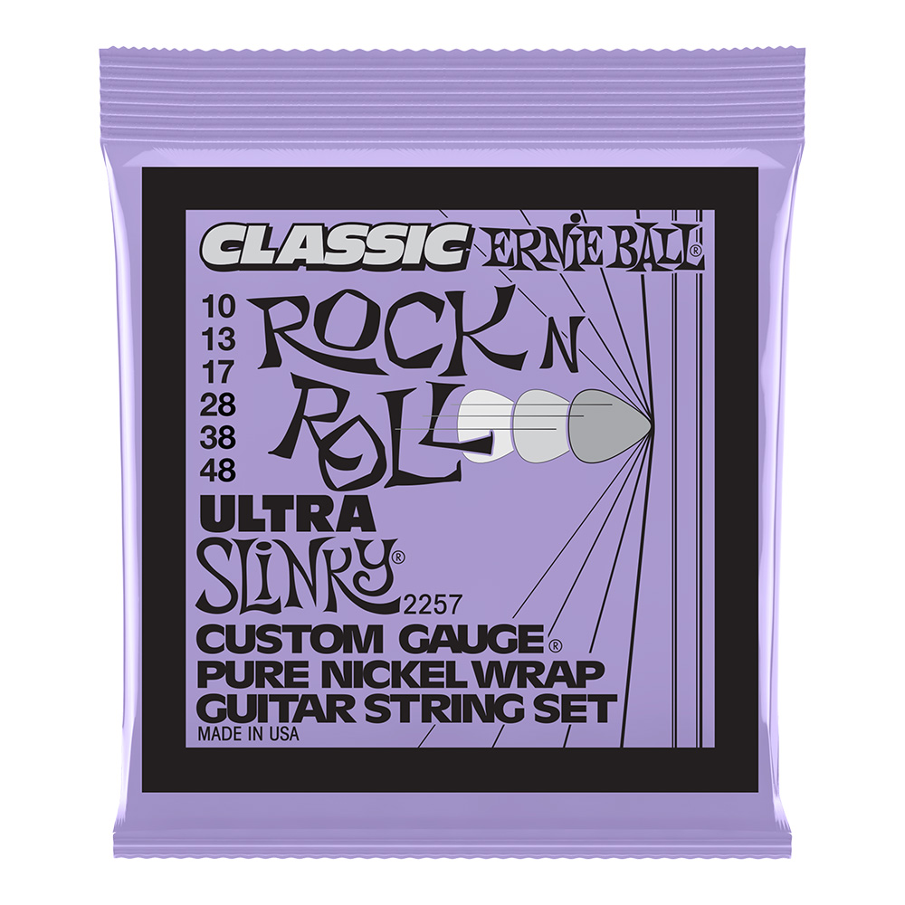 ERNIE BALL <br>#2257 Ultra Slinky Classic Rock n Roll Pure Nickel Wrap Electric Guitar Strings 10-48