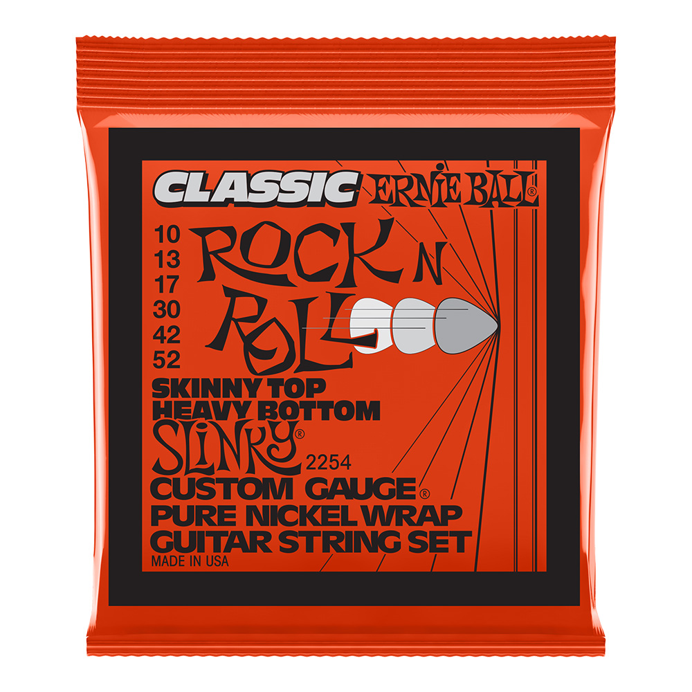 ERNIE BALL <br>#2254 Skinny Top Heavy Bottom Slinky Classic Rock n Roll Pure Nickel Wrap Electric Guitar Strings 10-52