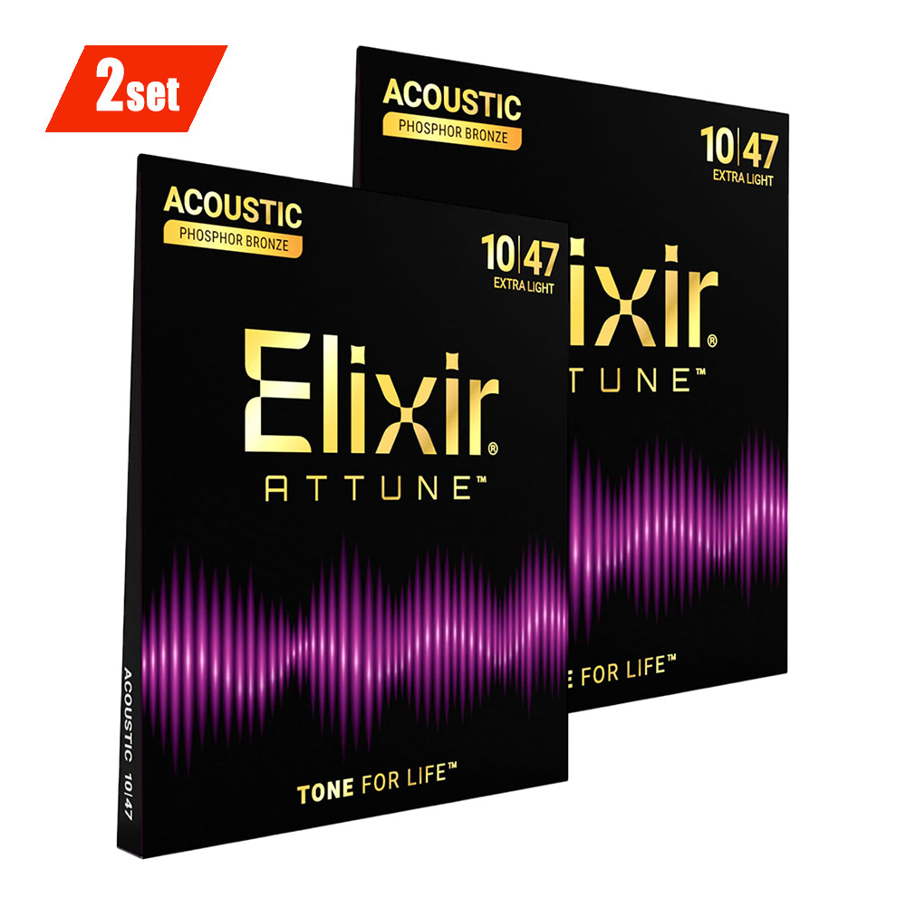 Elixir <br>#21002 ATTUNE Acoustic Phosphor Bronze, Extra Light 10-47 (2pack)