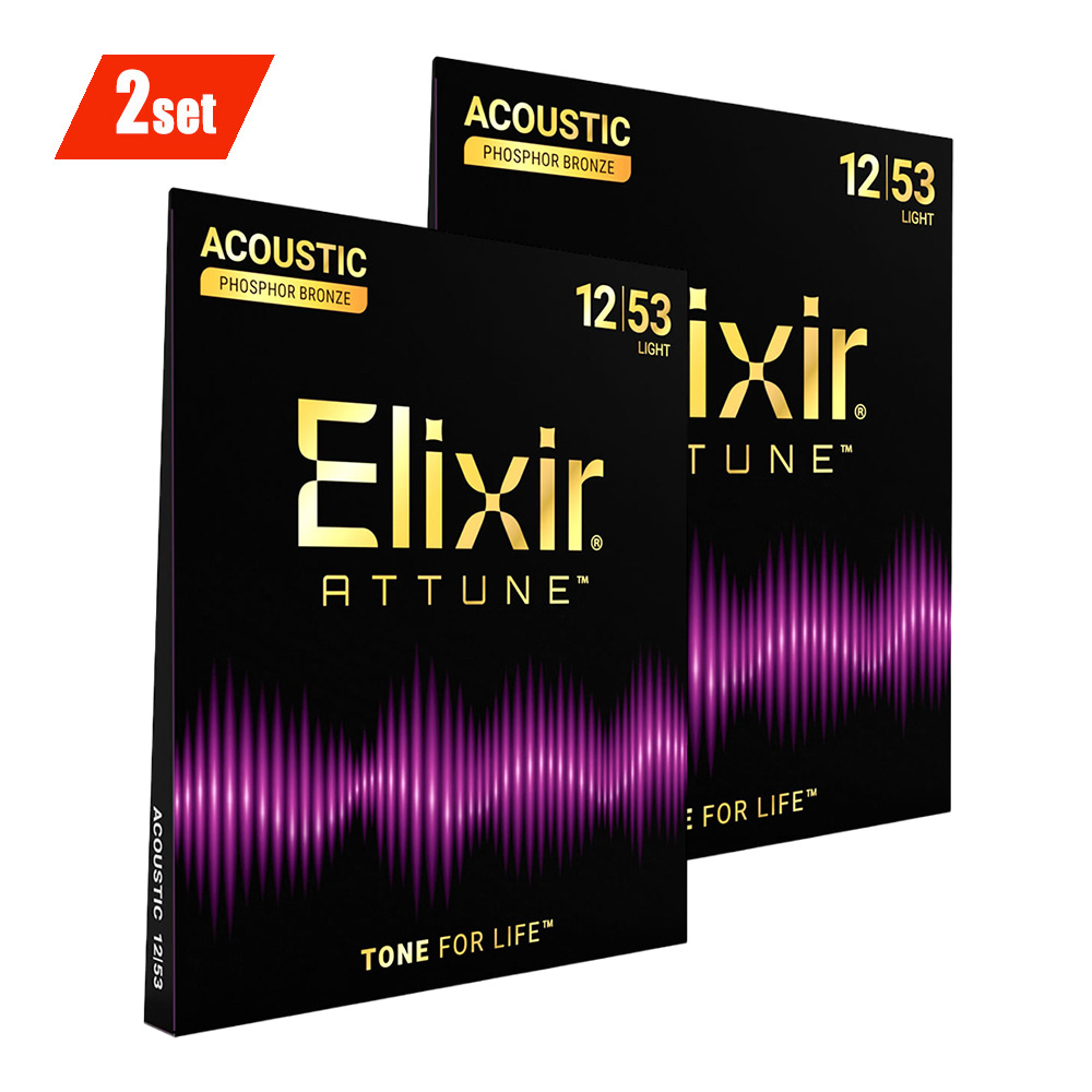 Elixir <br>#21052 ATTUNE Acoustic Phosphor Bronze, Light 12-53 (2pack)