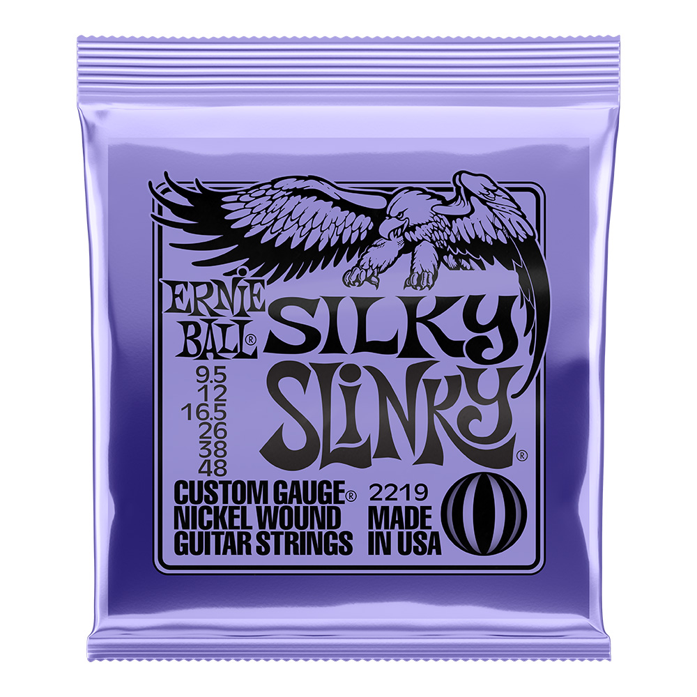 ERNIE BALL <br>#2219 Silky Slinky Nickel Wound Electric Guitar Strings 9.5-48