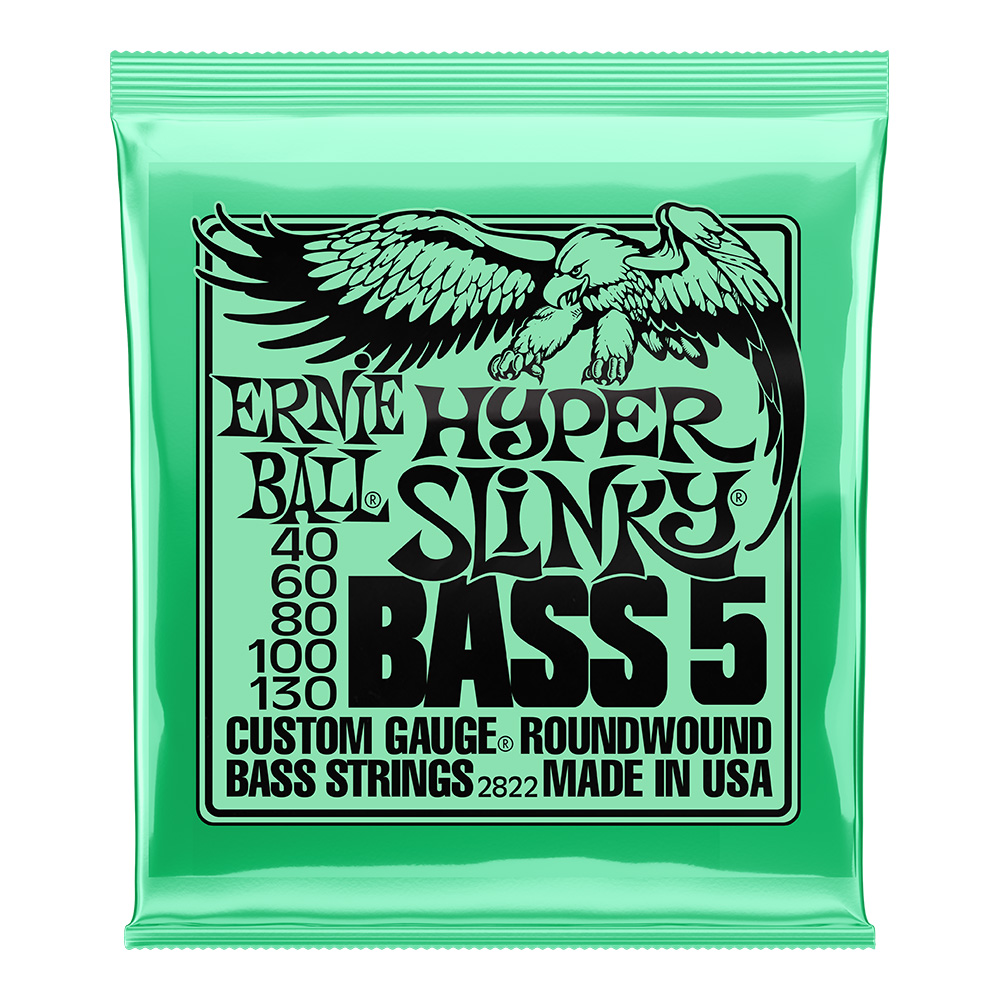 ERNIE BALL <br>#2822 Hyper Slinky Nickel Wound 5-String Electric Bass Strings 40-130