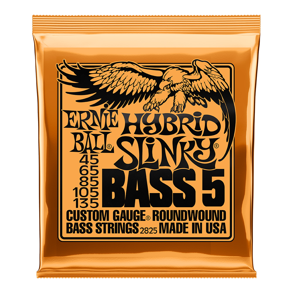 ERNIE BALL <br>#2825 Hybrid Slinky Nickel Wound 5-String Electric Bass Strings 45-135
