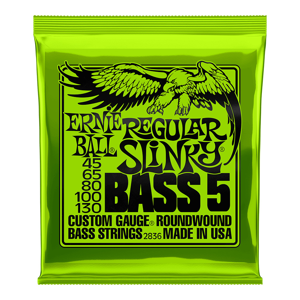 ERNIE BALL <br>#2836 Regular Slinky Nickel Wound 5-String Electric Bass Strings 45-130