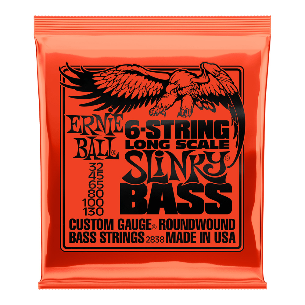 ERNIE BALL <br>#2838 Slinky Nickel Wound Long Scale 6-String Electric Bass Strings 32-130