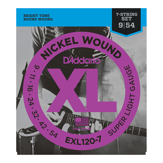 D'Addario <br>EXL120-7 XL Nickel Round Wound Super Light 7-string 09-54