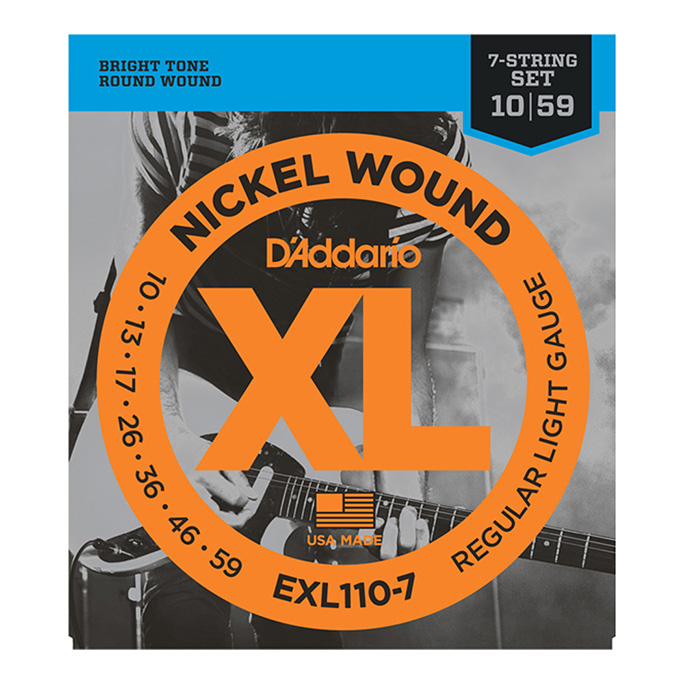 D'Addario <br>EXL110-7 XL Nickel Round Wound Regular Light 7-string 10-59