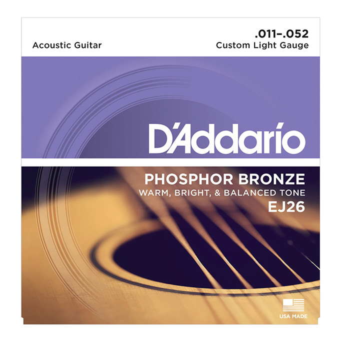 D'Addario <br>EJ26 Phosphor Bronze Wound Custom Light 11-52