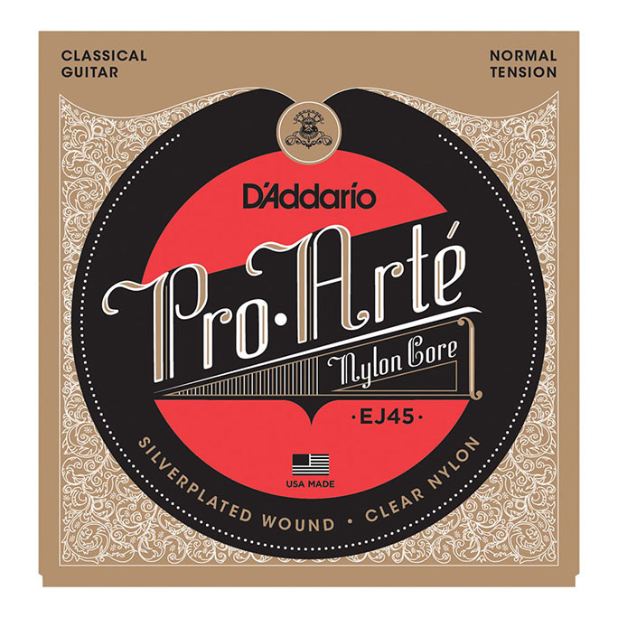 D'Addario <br>EJ45 Pro-Arte Nylon Core Silver / Clear / Normal Tension