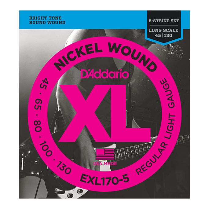 D'Addario <br>EXL170-5 XL Nickel Round Wound Long Scale 5-String 45-130