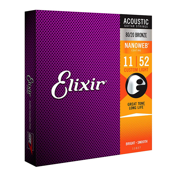 Elixir <br>NANOWEB #11027 80/20 BRONZE Custom Light 11-52