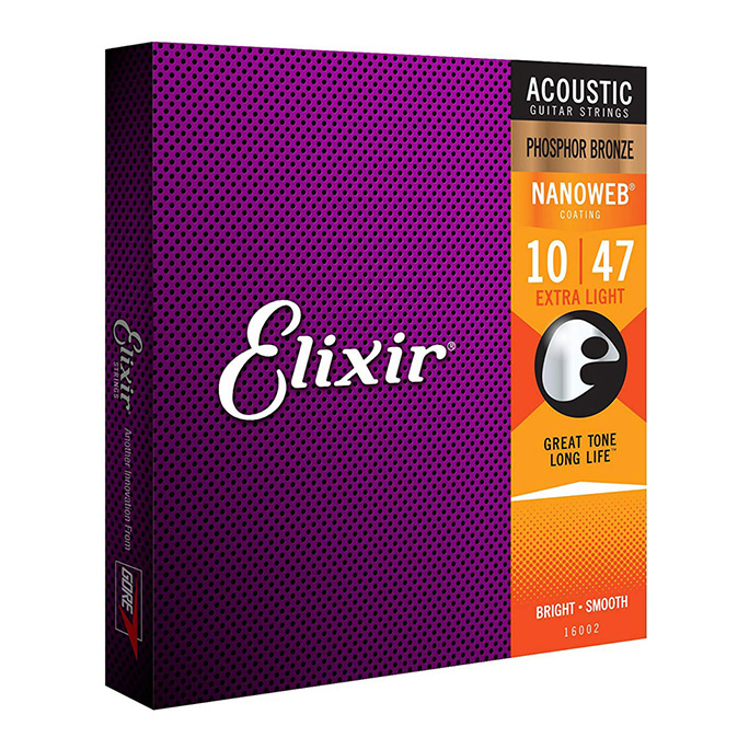 Elixir <br>NANOWEB #16002 PHOSPHER BRONZE Extra Light 10-47