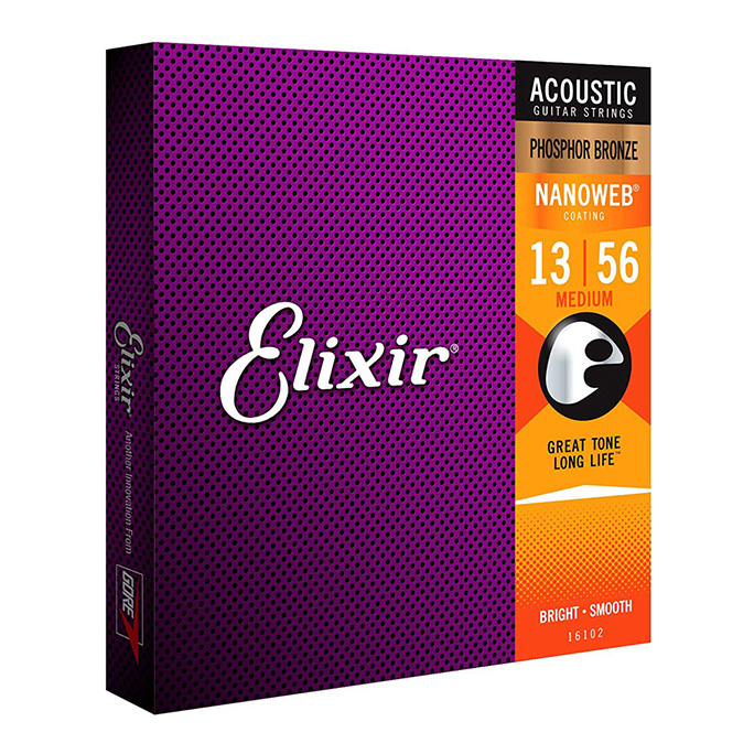 Elixir <br>NANOWEB #16102 PHOSPHER BRONZE Medium 13-56