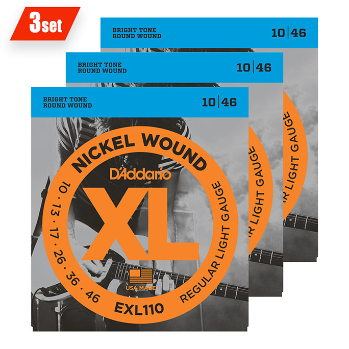 D'Addario <br>EXL110-3D XL Nickel Round Wound Multi-Packs Regular Light 10-46 3set