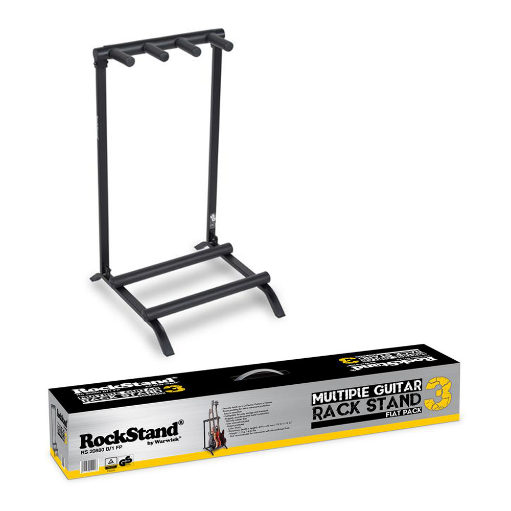 RockStand by Warwick <br>Multiple Guitar Rack Stand - for 3 Electric Guitars Basses, Flat-Pack [RS 20880 B/1 FP]