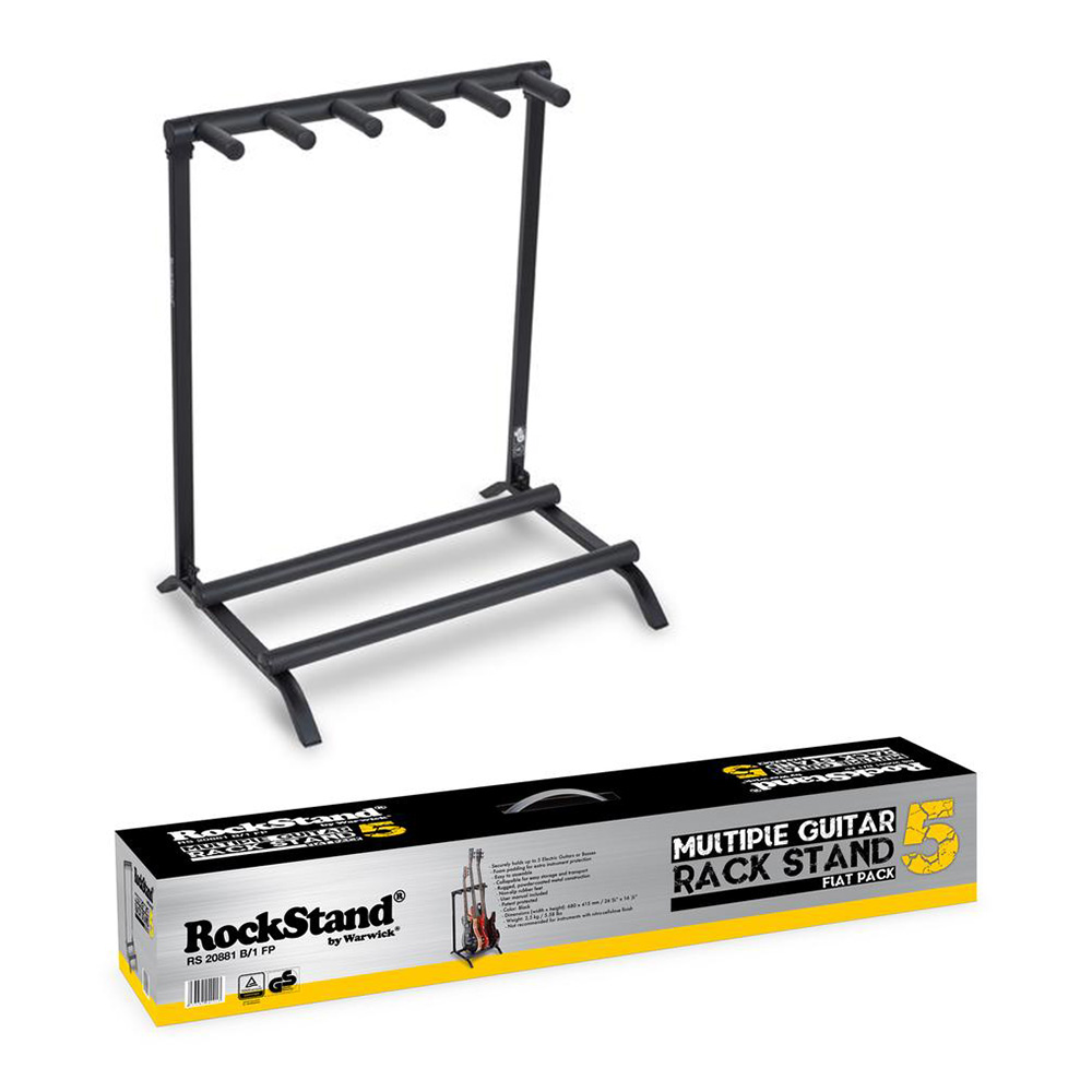 RockStand by Warwick <br>Multiple Guitar Rack Stand - for 5 Electric Guitars Basses, Flat Pack [RS 20881 B/1 FP]