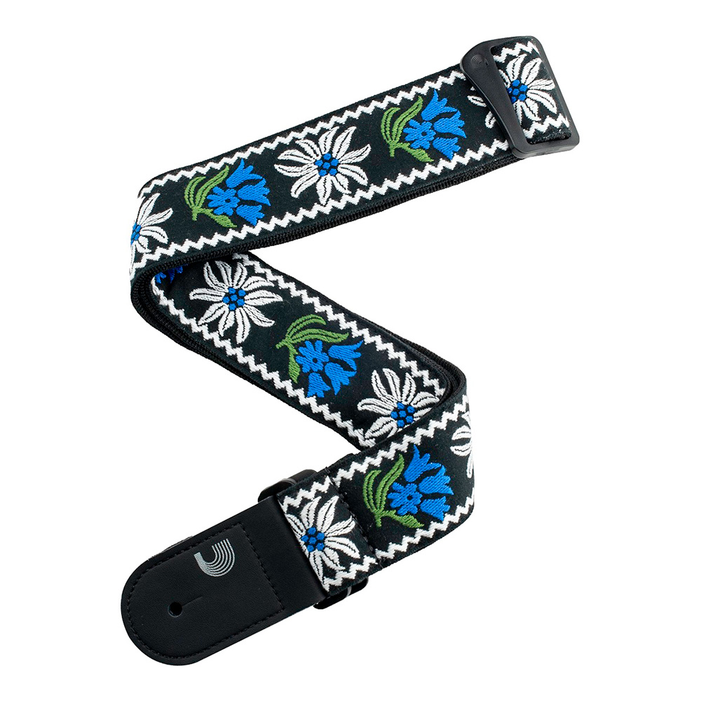 D'Addario <br>Vintage Nylon Strap : Peace & Love Series, Black/Blue [50PCLV01]