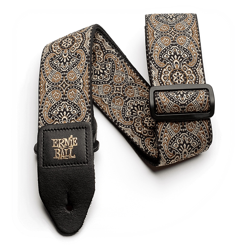 ERNIE BALL <br>#4163 Gold & Black Paisley Jacquard Strap