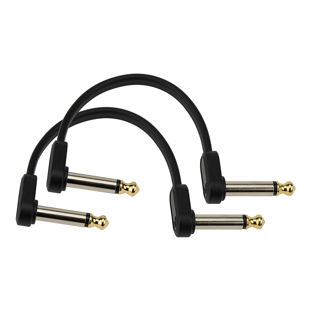 D'Addario <br>Custom Series Flat Patch Cable 4in Offset Right-Angle, Twin PK [PW-FPRR-204OS]