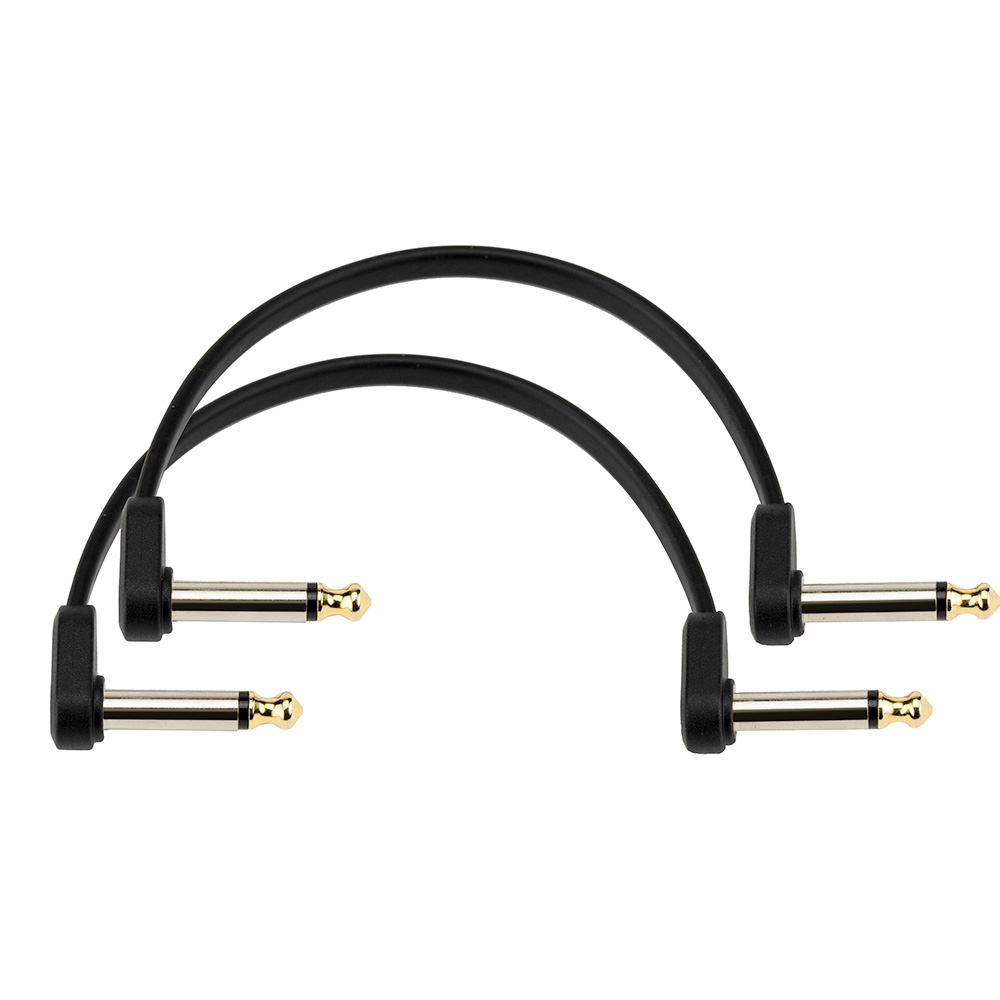 D'Addario <br>Custom Series Flat Patch Cable 6in Offset Right-Angle, Twin PK [PW-FPRR-206OS]