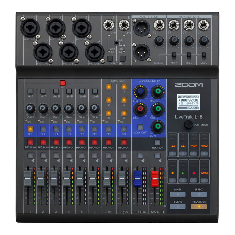 ZOOM <br>LiveTrak L-8 Digital Mixer + Recorder