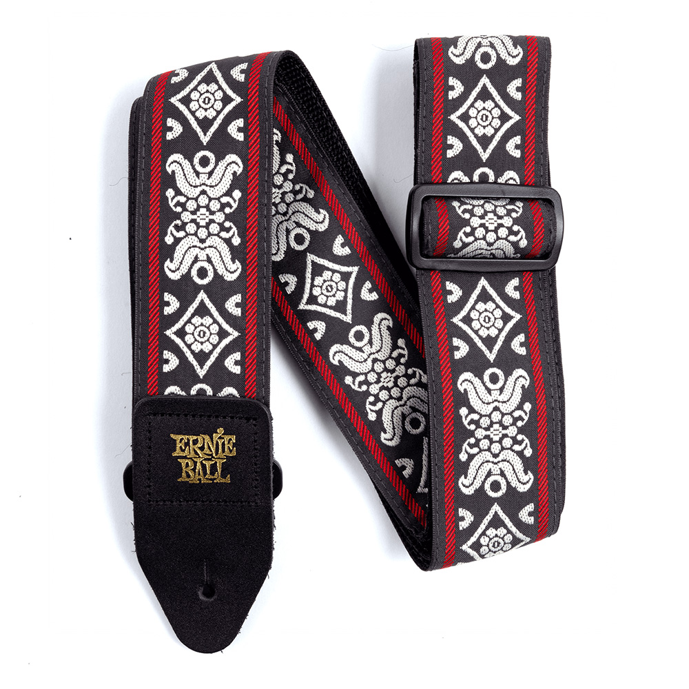 ERNIE BALL <br>#4669 Blackjack Red Jacquard Strap