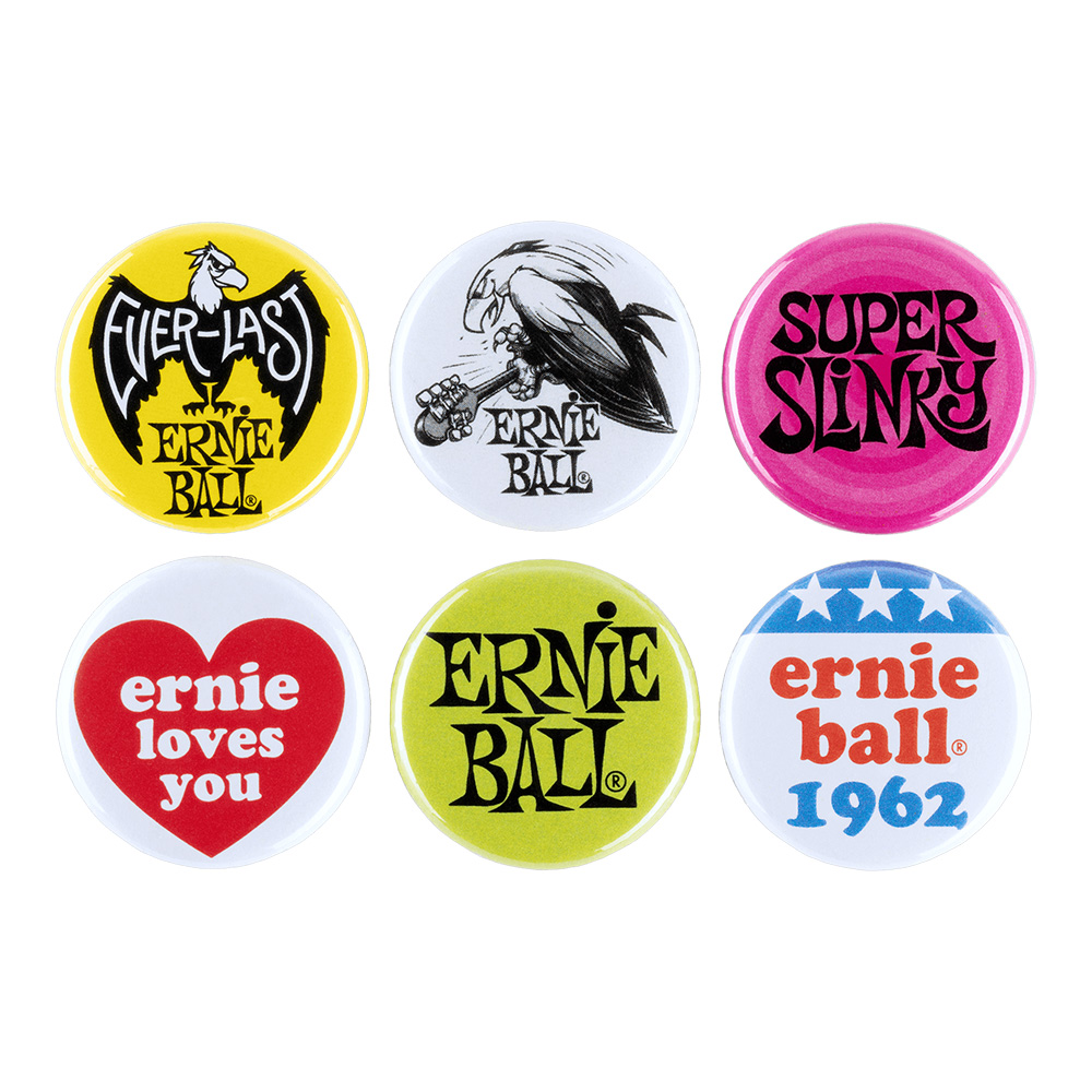 ERNIE BALL <br>#4009 1" ASSORTED BUTTONS 6PK