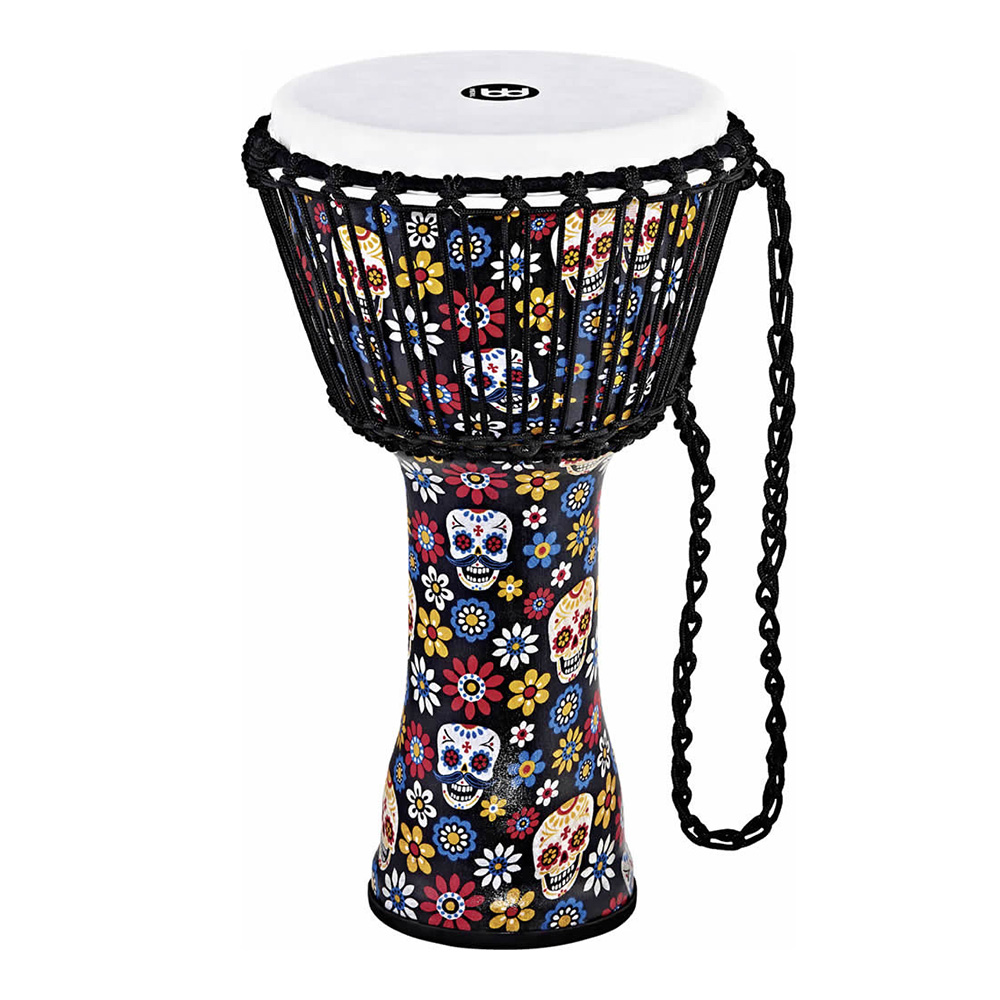 MEINL <br>Rope Tuned Travel Series Djembe, Synthetic Head - 10" Day of the Dead [PADJ7-M-F]