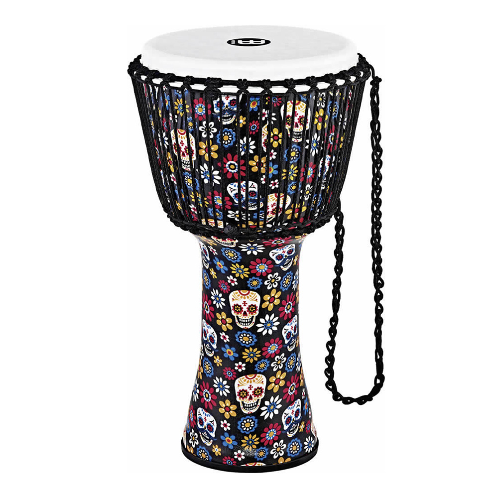 MEINL <br>Rope Tuned Travel Series Djembe, Synthetic Head - 12" Day of the Dead [PADJ7-L-F]