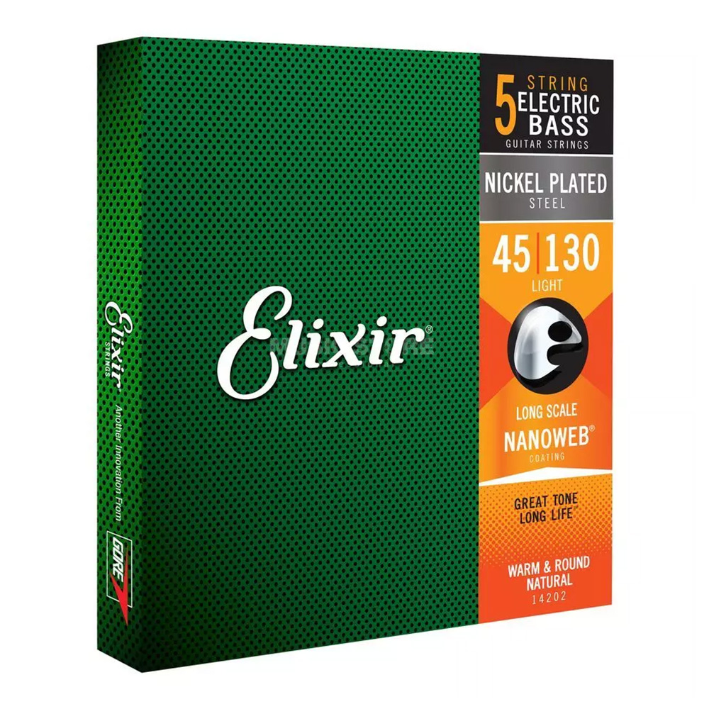 Elixir <br>NANOWEB #14202 NICKEL 5-String Light Long Scale 45-130