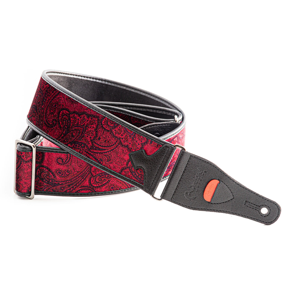 Right On! STRAPS <br>PAISLEY VELVET-60 Red