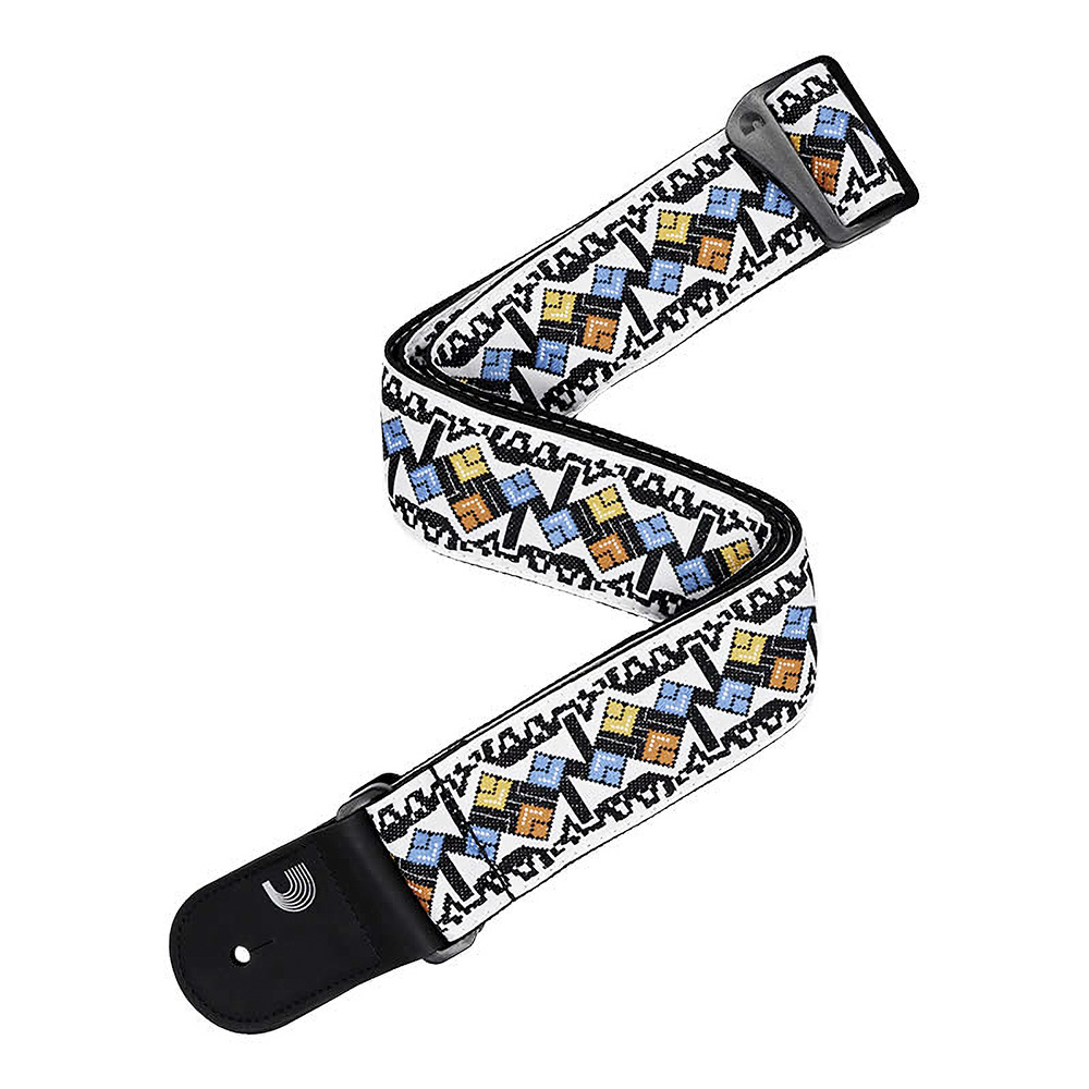 D'Addario <br>Eco Comfort Guitar Strap, Jacquard Model, White [50RW00]