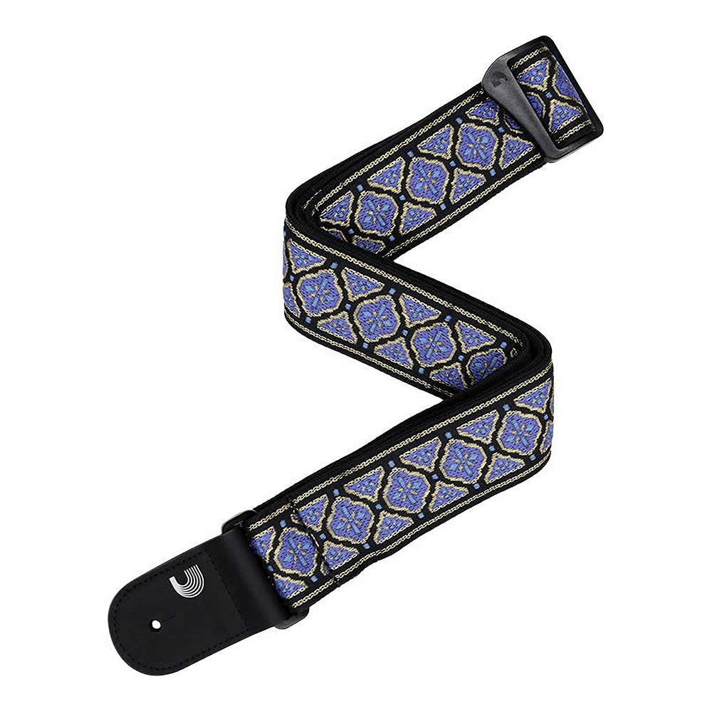 D'Addario <br>Eco Comfort Guitar Strap, Jacquard Model, Blue & Gold [50RW04]