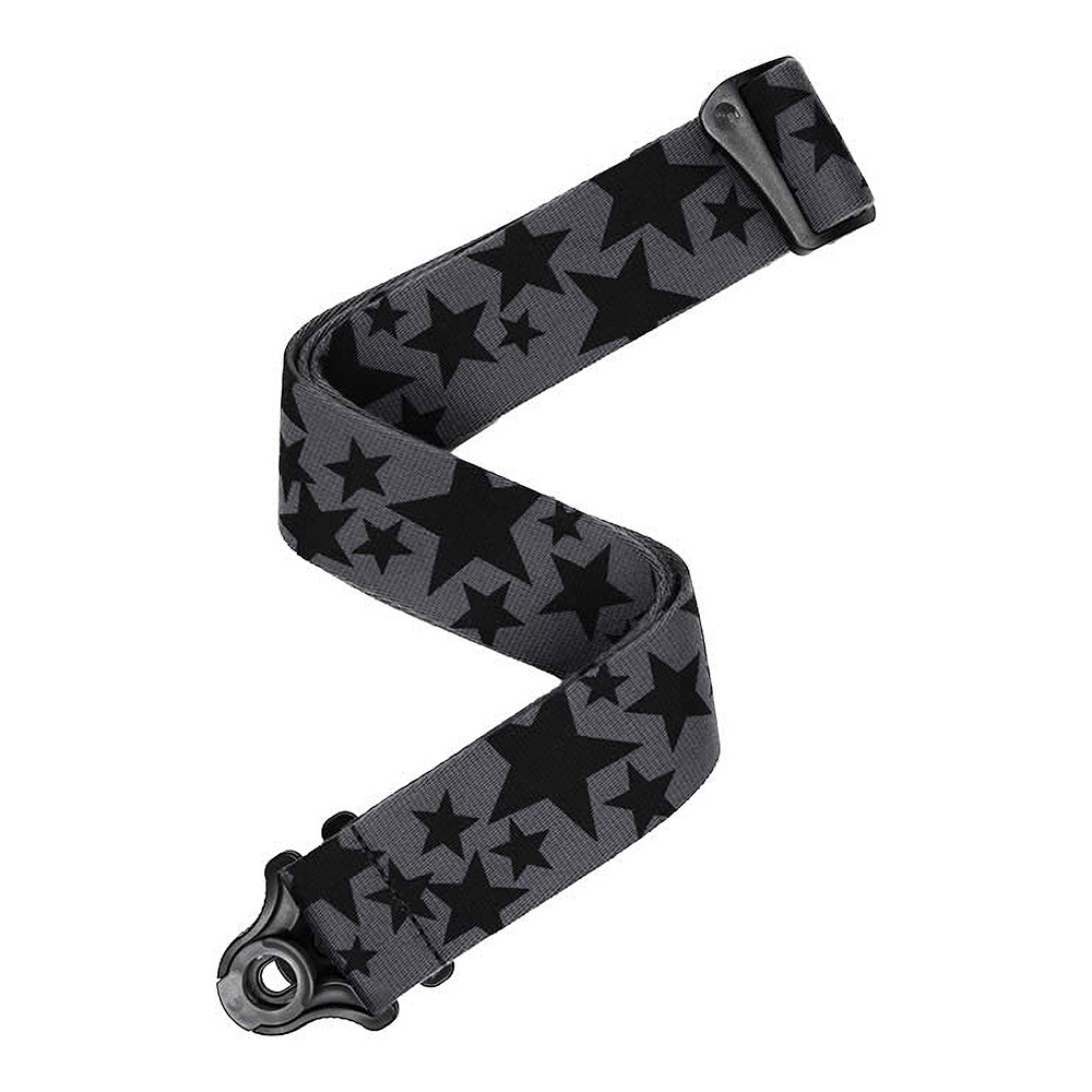 D'Addario <br>Auto Lock Skater Guitar Strap - Stars, BK/GY [50BAL14]