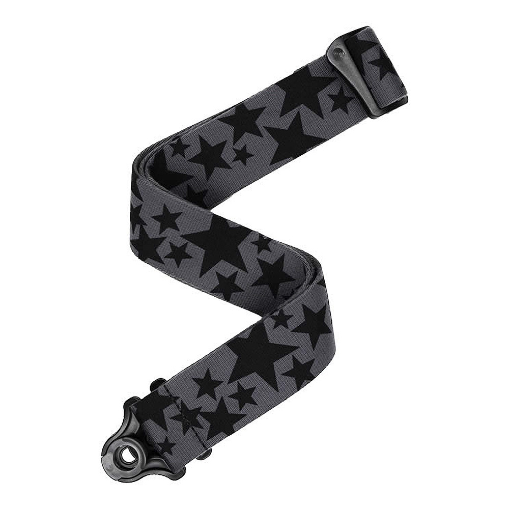 D'Addario <br>Auto Lock Guitar Strap : Skater Series, Stars, BK/GY [50BAL14]