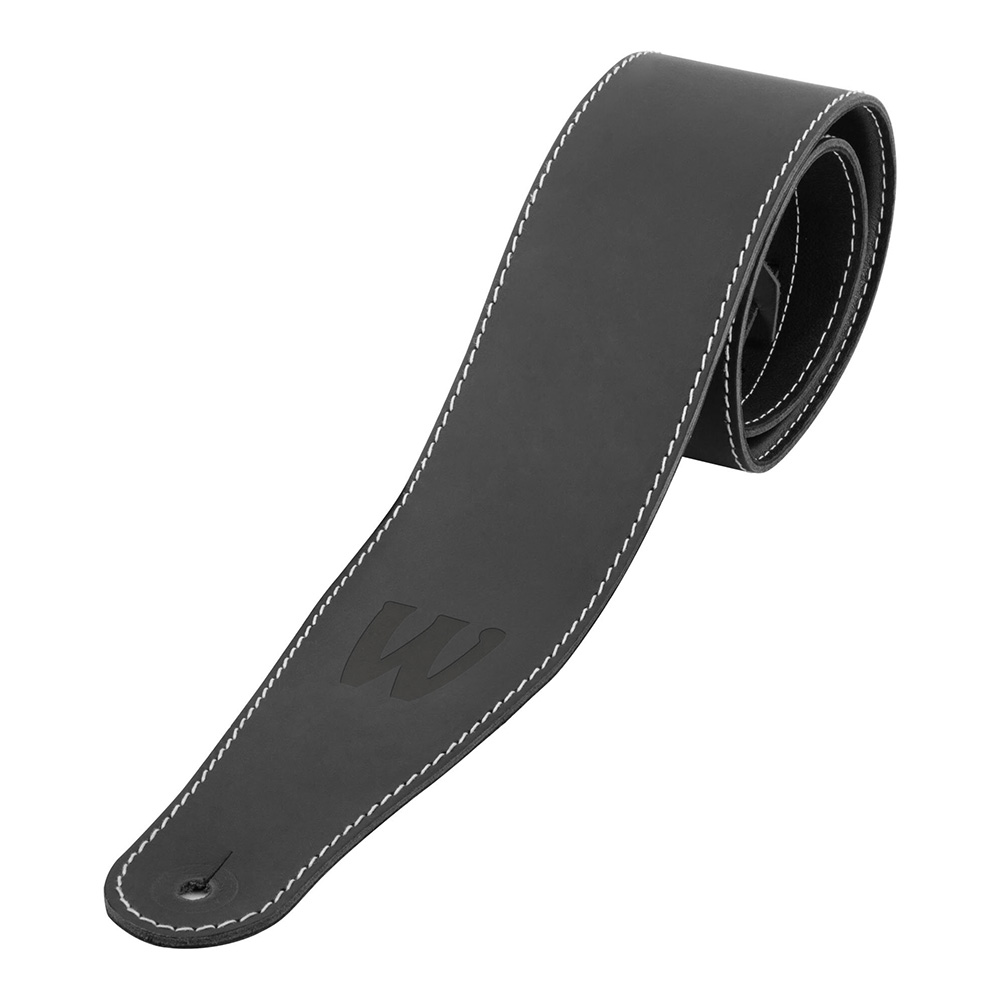 Warwick <br>Teambuilt Genuine Leather Bass Strap Black/Blind