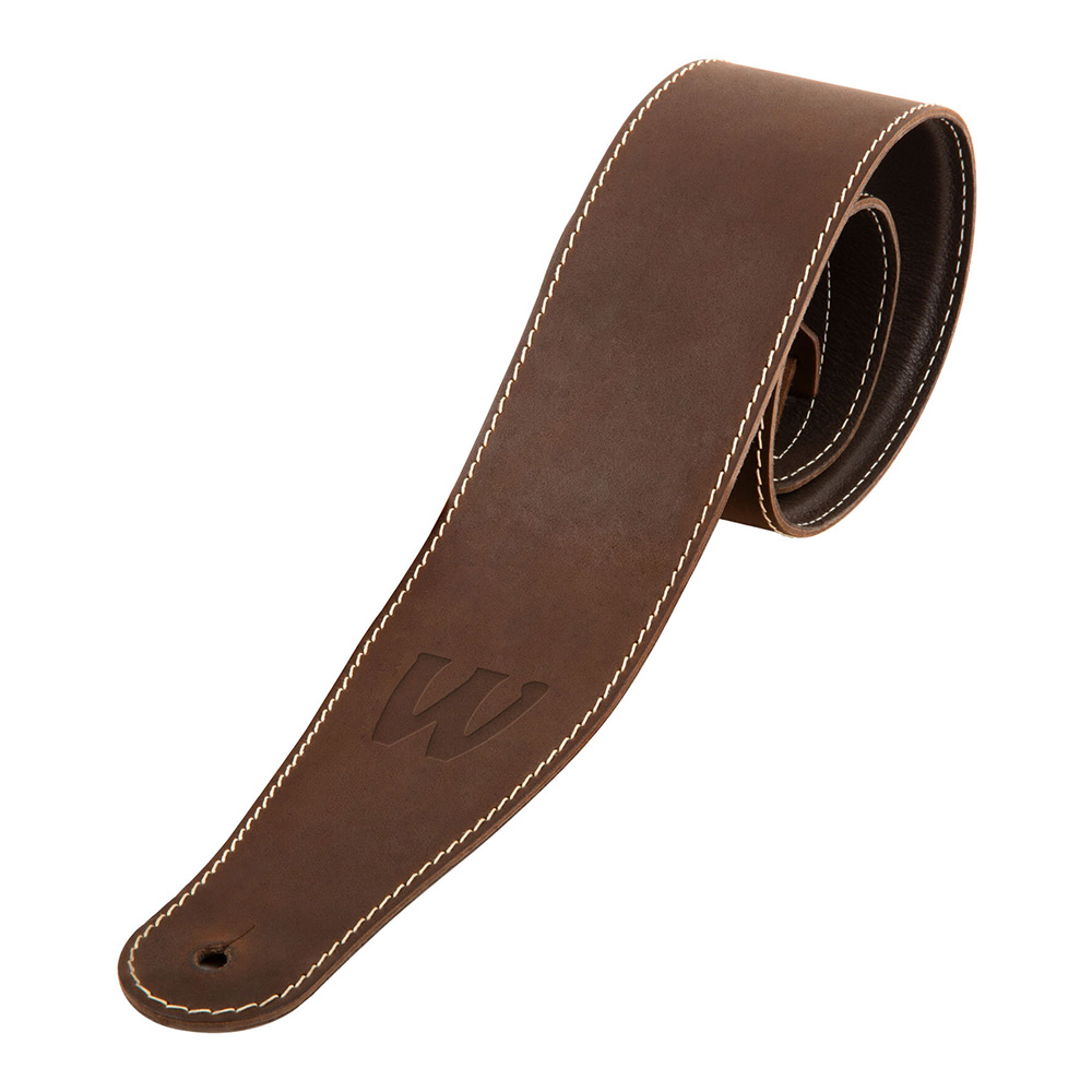 Warwick <br>Teambuilt Genuine Leather Bass Strap Brown/Blind