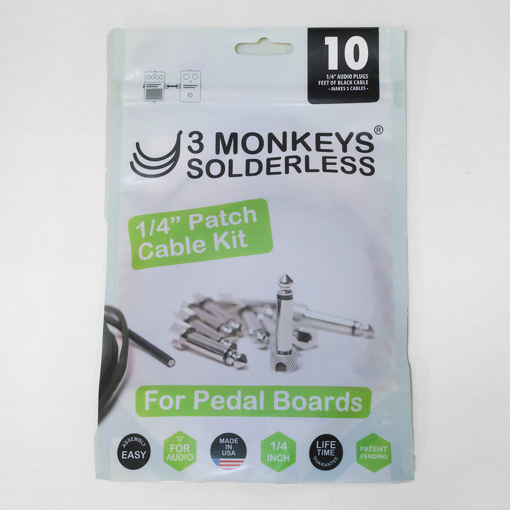 3 Monkeys Solderless <br>1/4" Pedalboard Patch Cable Kit