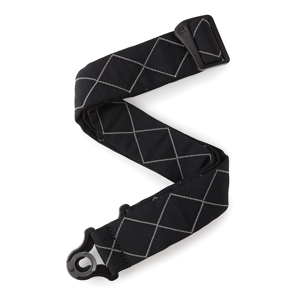 D'Addario <br>Auto Lock Nylon Guitar Strap - Black Diamond Padded [50BAL02]