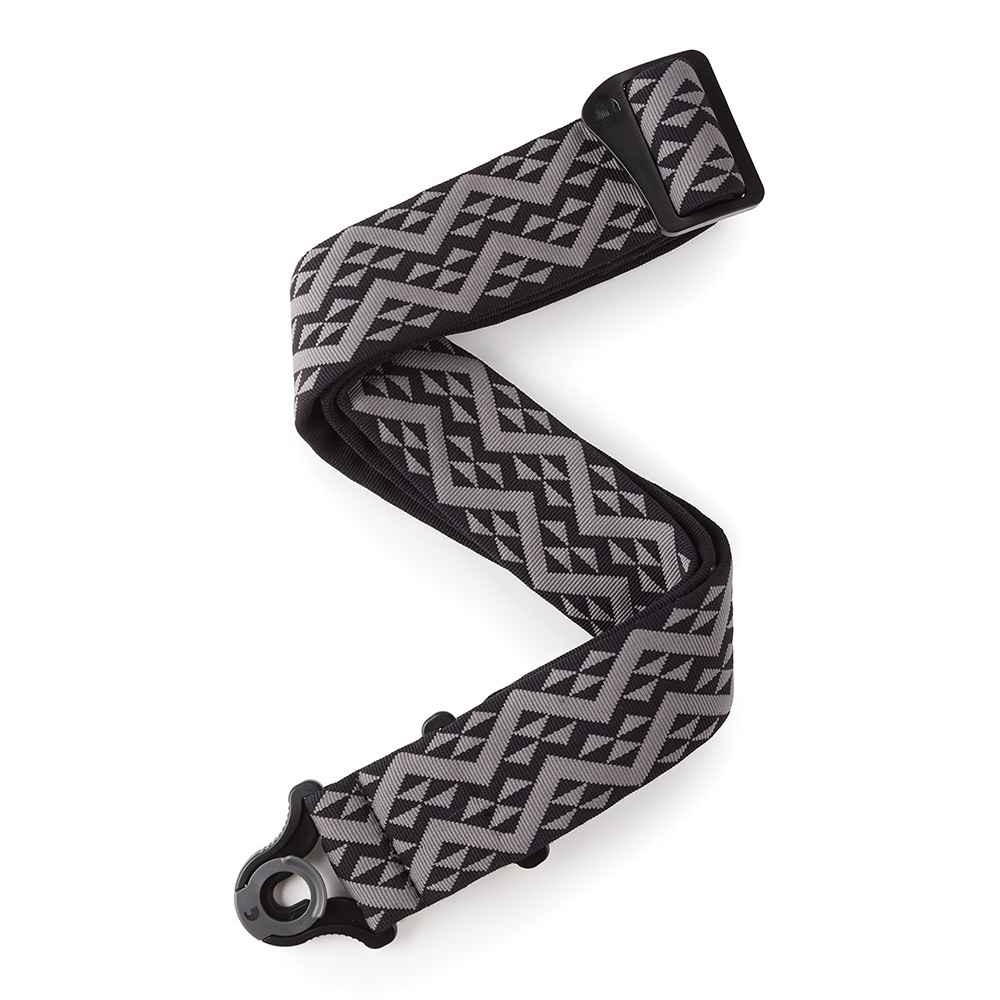 D'Addario <br>Auto Lock Nylon Guitar Strap - Black Geometric Padded [50BAL03]