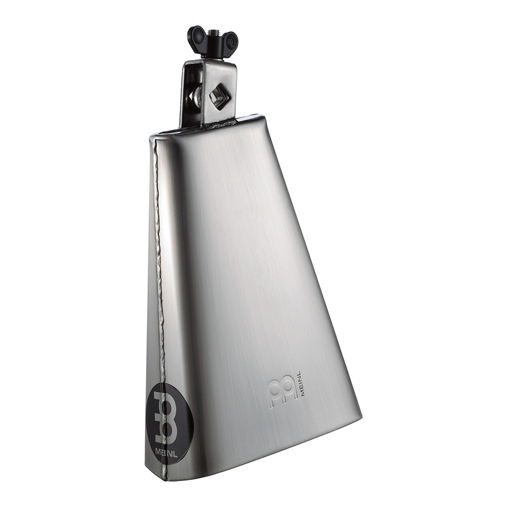 MEINL <br>Chrome & Steel Finish Cowbell, 8" big mouth - Hand Brushed Steel [STB80B]