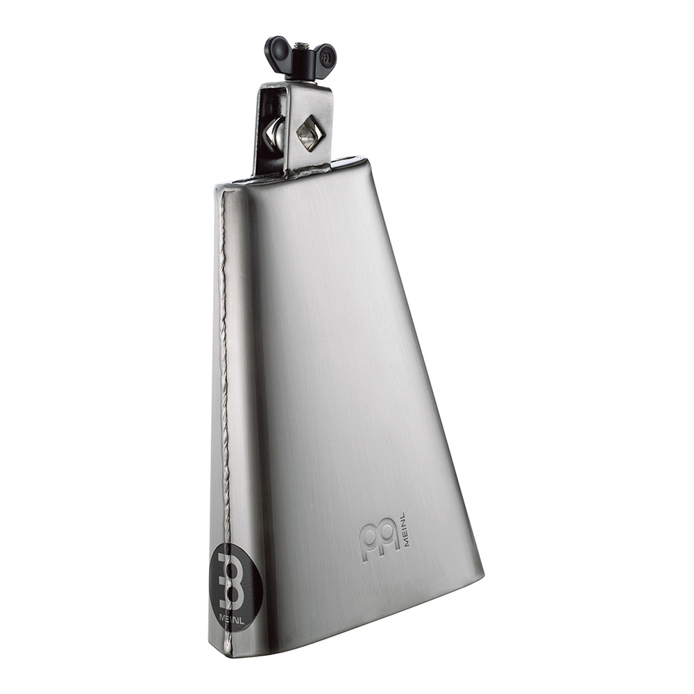MEINL <br>Chrome & Steel Finish Cowbell, 8" small mouth - Hand Brushed Steel [STB80S]