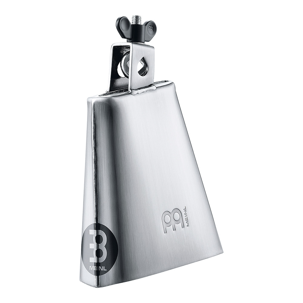 MEINL <br>Chrome & Steel Finish Cowbell, 5 1/2" - Hand Brushed Steel [STB55]