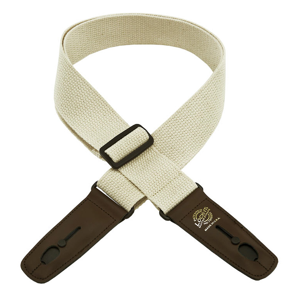 Lock-It Guitar Straps <br>Cotton Pro 2" [LIS 049 C2-NAT/BRN]