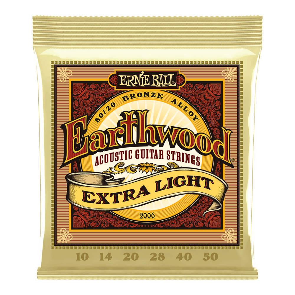 ERNIE BALL <br>#2006 Earthwood Extra Light 80/20 Bronze 10-50